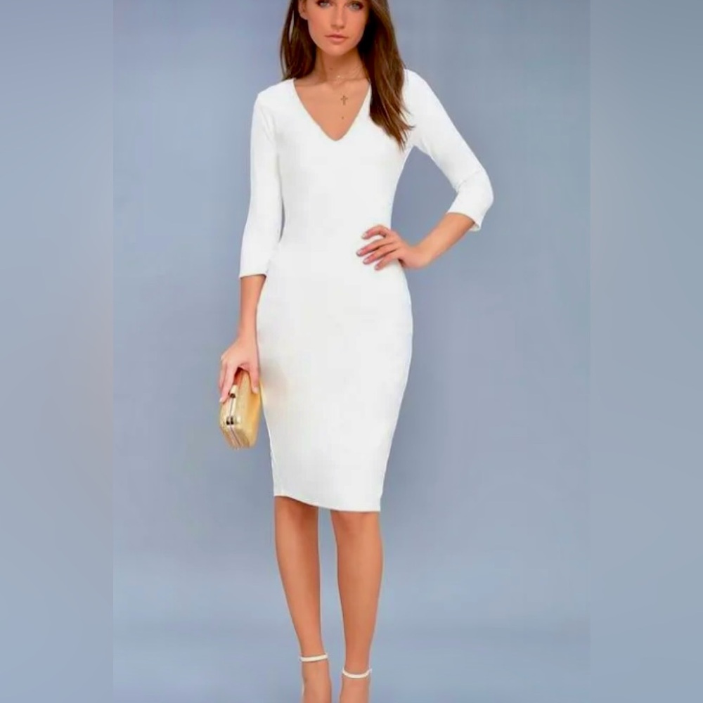 Elegant White V-Neck Dress